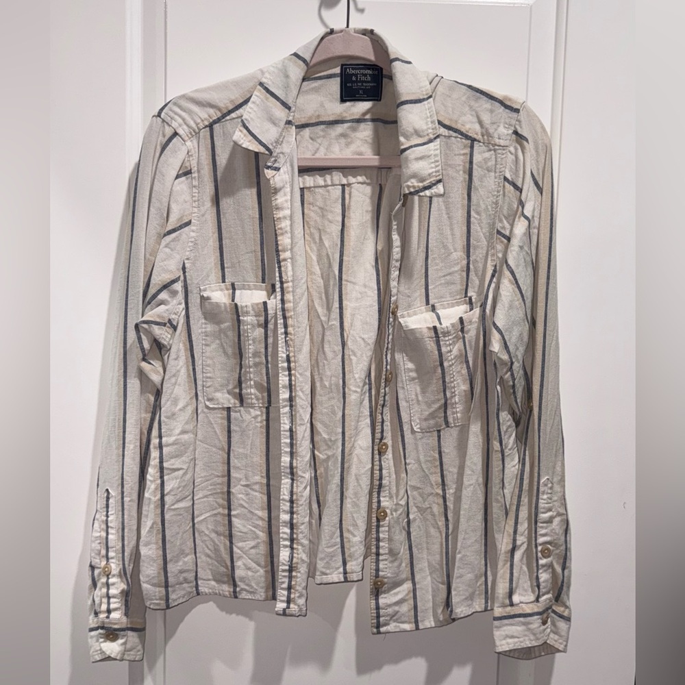 Abercrombie & Fitch Cream Striped Blouse